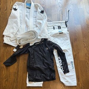 Kingz Jiu-Jitsu Jacket and Pants Set - Black and White, with rash guard F2